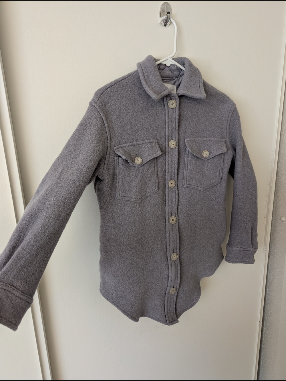 Aritzia Wilfred Free Womens XS The Ganna Shirt Jacket Merino Wool Shacket Purple - Picture 4 of 7